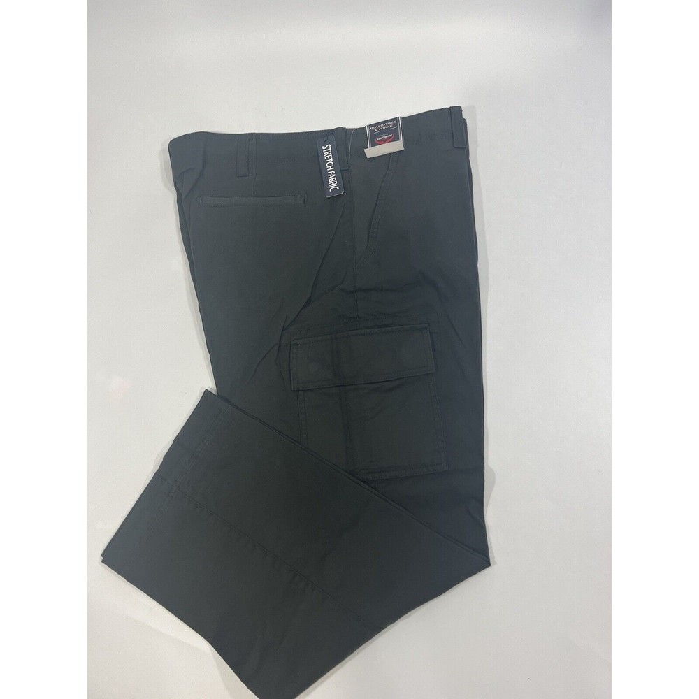 ROUNDTREE &YORKE CARGO PANTS MENS SIZE 36X32 STRETCH BLUE COLOR ZIP FLY …